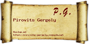 Pirovits Gergely névjegykártya
